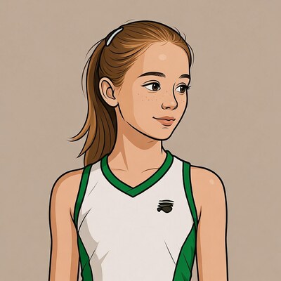 Girl in white green volleyball uniform