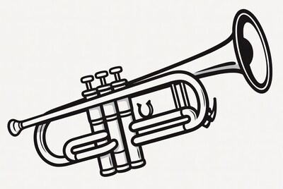 Trumpet illustration on white background