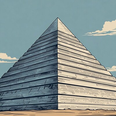 Pyramid in blue sky illustration