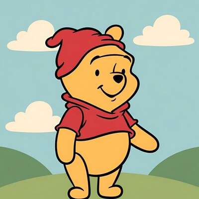 Winnie the Pooh in red Santa hat
