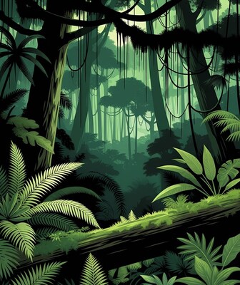 Lush Jungle Forest Illustration