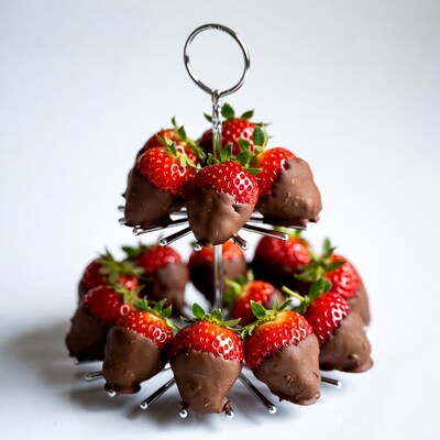 Chocolate Covered Strawberries on Tiered Stand