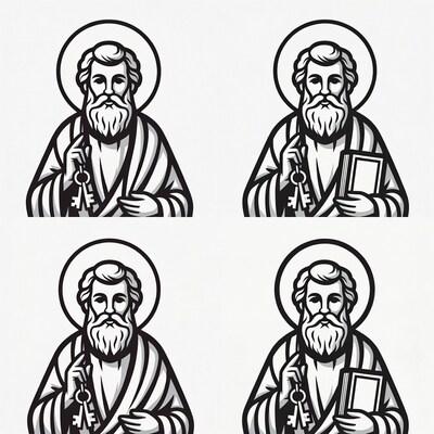 Saint Peter with keys and book illustration