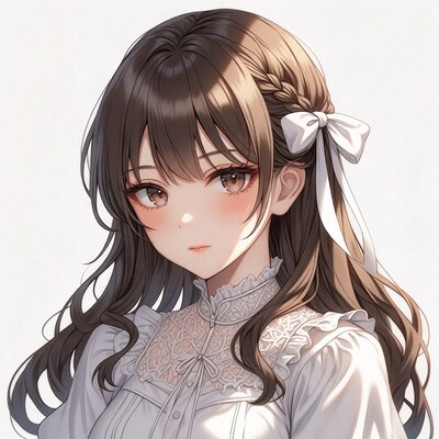 Anime girl with braided hair bow