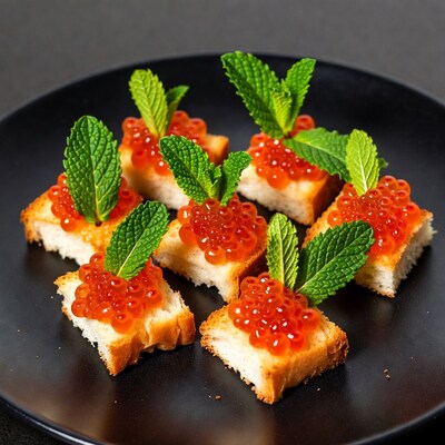 Salmon Roe on Toast with Mint