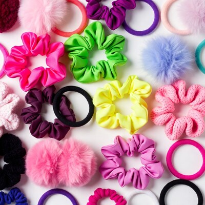 Colorful Scrunchies on White Background