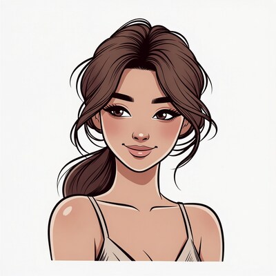 Beautiful Asian woman illustration smiling