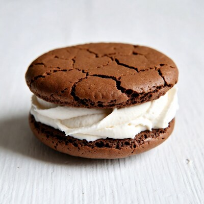 Chocolate whoopie pie with white cream