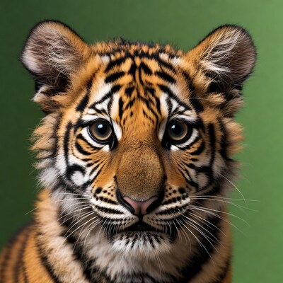 Closeup tiger cub face