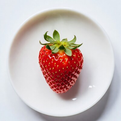 Strawberry on white plate