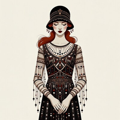 Woman in Beaded Flapper Dress