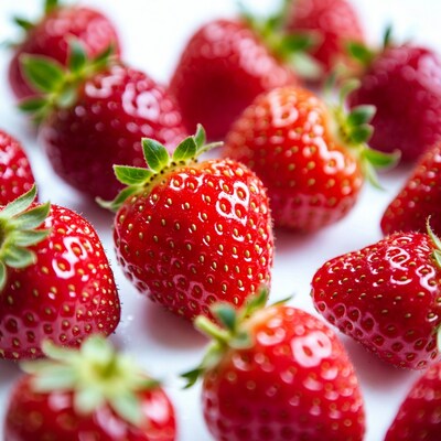 Fresh red strawberries on white background