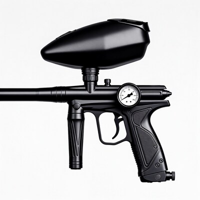 Black paintball gun with gauge