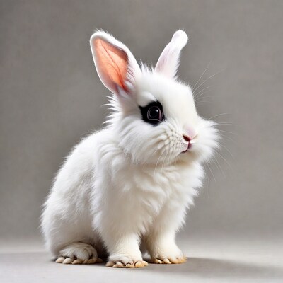 White bunny with black eye patch