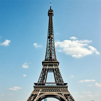 Eiffel Tower against blue sky