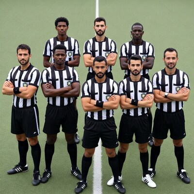 Soccer referees team on field