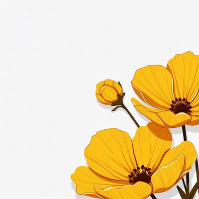 Yellow California Poppy Flowers Illustration
