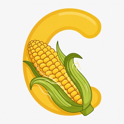 Corn Cob on Letter C Illustration