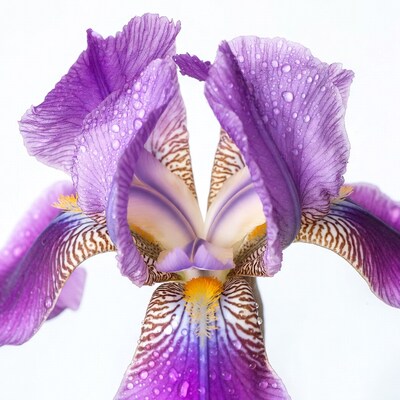 Purple Iris Flower with Water Droplets