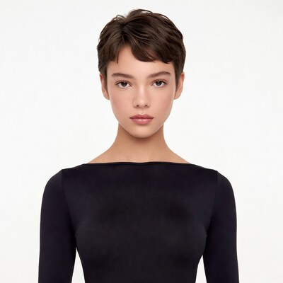 Woman with short brown hair