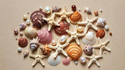 Assortment of seashells and pearls