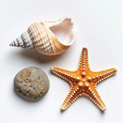 Seashell Starfish and Pebble