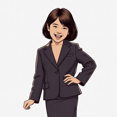 Smiling Asian girl in business suit