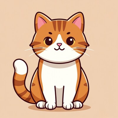 Cute orange tabby kitten illustration