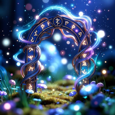 Glowing Magical Portal in Enchanted Forest