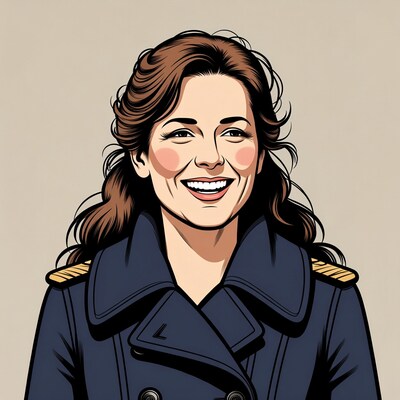 Smiling woman in navy uniform illustration