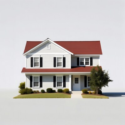 White house with red roof