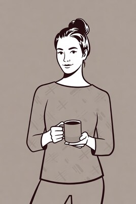 Woman holding coffee mug illustration