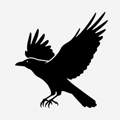 Flying Raven Silhouette