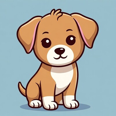 Cute cartoon puppy sitting