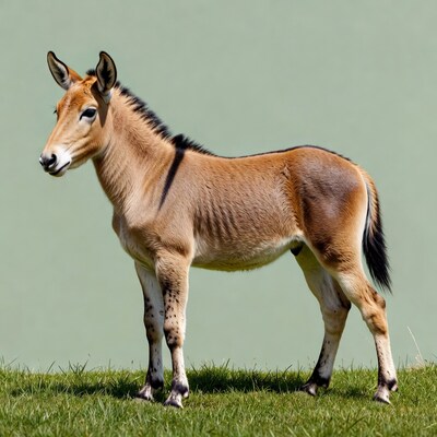 Baby Saiga Antelope Standing on Grass