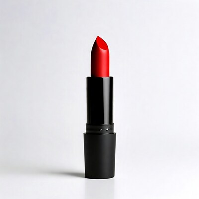 Red lipstick on white background