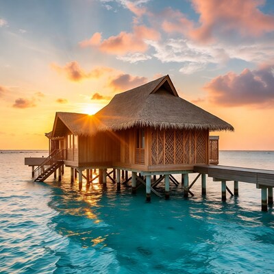 Overwater Bungalow at Sunset