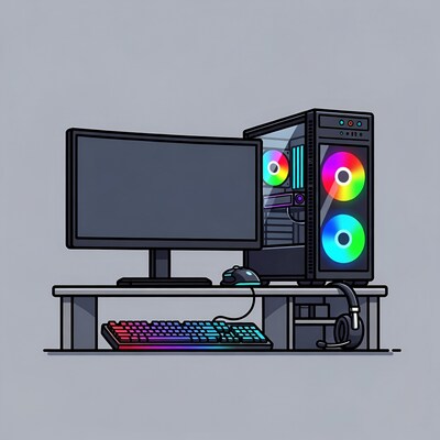 RGB Gaming PC Setup Illustration