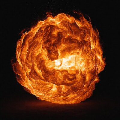 Fiery swirling fireball explosion