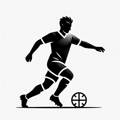 Soccer player kicking ball silhouette