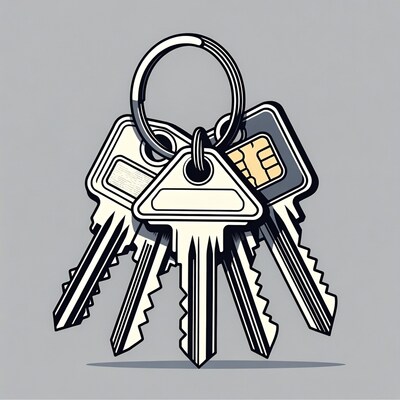 Keys with SIM Card on Keyring