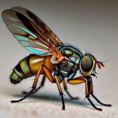 Colorful Hoverfly on Sand