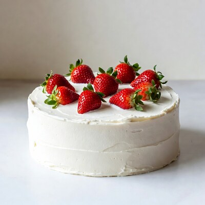 Strawberry topped white cake