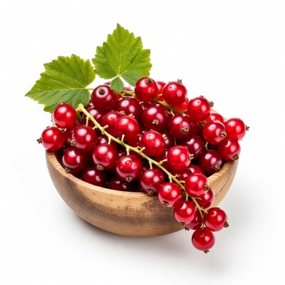 Red Currants in Wooden Bowl