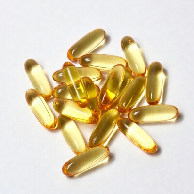 Yellow Fish Oil Capsules Pile