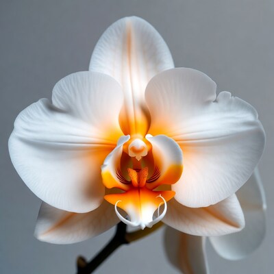 White Phalaenopsis Orchid with Orange Center