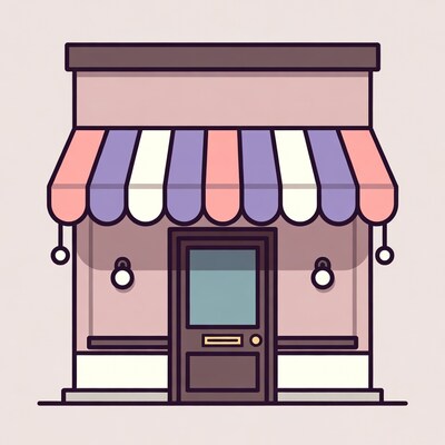 Colorful Awnings Shop Front Illustration