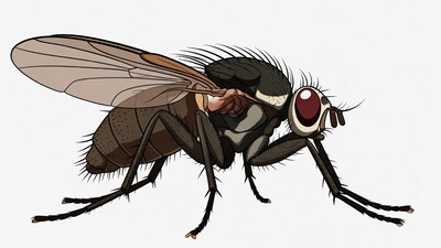 Cartoon housefly on white background