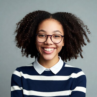 Smiling African-American girl with glasses