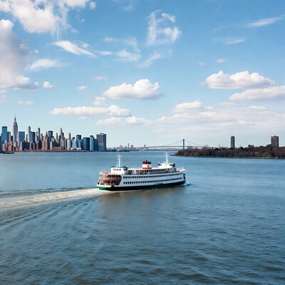 Ferry boat Manhattan skyline